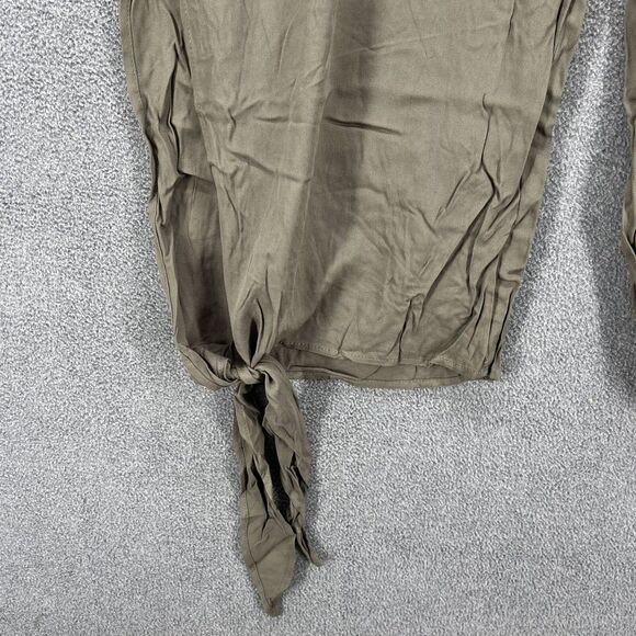 BLOOMCHIC Pants plus 2X 18 20 Green knotted split hem solid pockets pull on - Picture 6 of 16